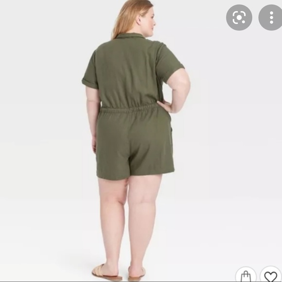 Ava & Viv Olive Linen Romper Jumpsuit size X - Picture 2 of 6